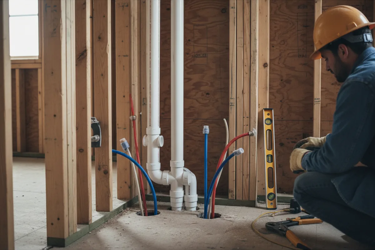 Drain and supply rough-in during Leak Detection in Lennox