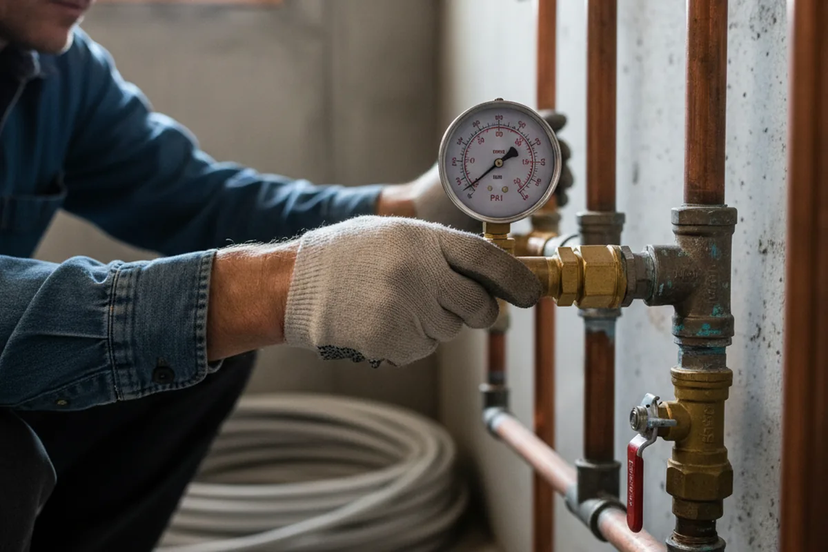 Pressure testing a repaired line during Water Line Repair in Lennox